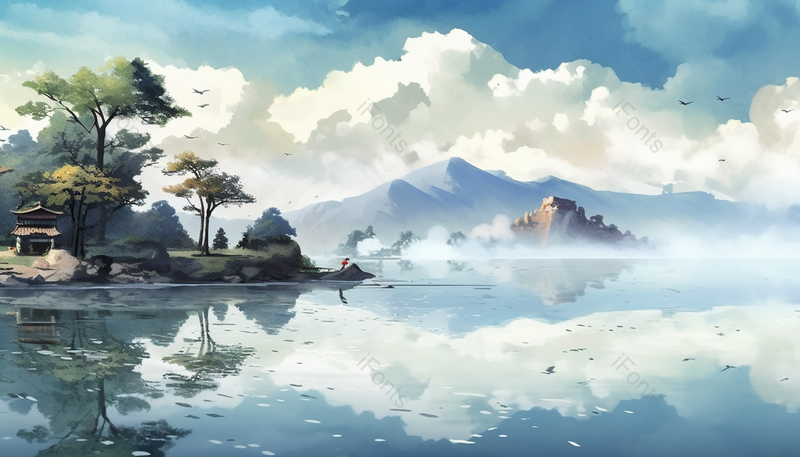 中国风唯美山水画云层背景插画手绘图,插画/手绘图,插画/手绘图库,插画/手绘图下载,插画/手绘